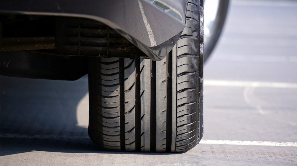 An image of a car's rear tyre